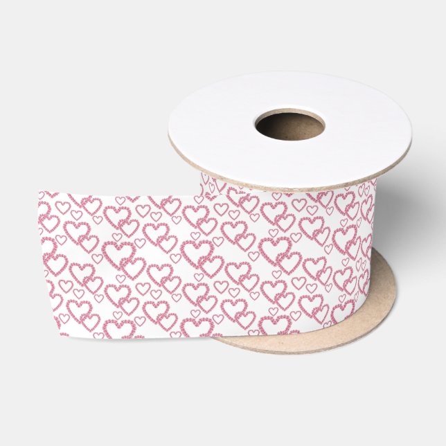 Wasserfarbe Rosa Peony Hearts Satinband (Spule)