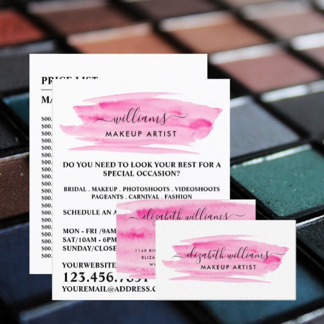 Wasserfarbe Rosa Pinselstrich Makeup Artist Flyer (Von Creator hochgeladen)