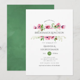Wasserfarbe Rosa Poppies Bridesmaids Luncheon Einladung