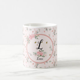 Wasserfarbe Rosa Rosen mit Schmetterlingen Kaffeetasse