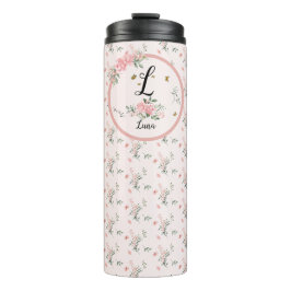 Wasserfarbe Rosa Rosen mit Schmetterlingen Thermosbecher