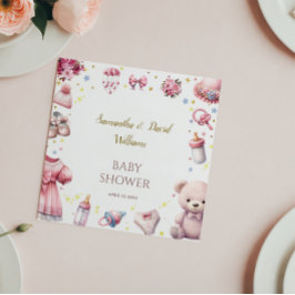 Wasserfarbe Rosa Schöne Girl Babydusche Blumen Serviette