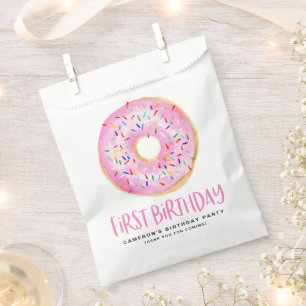 Wasserfarbe Rosa Sprinkle Donut Erster Geburtstag Geschenktütchen