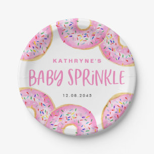 Wasserfarbe Rosa Sprinkle Donuts Baby Sprinkle Pappteller