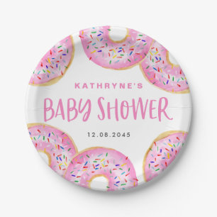 Wasserfarbe Rosa Sprinkle Donuts Kinderdusche Pappteller