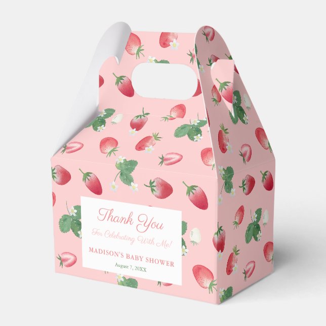 Wasserfarbe Rosa Strawberry Girl Babydusche Geschenkschachtel (Vorderseite)