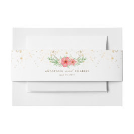 Wasserfarbe Rosa und Elfenbeingrün Blumenzehen Einladungsbanderole