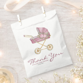 Wasserfarbe Rosa Vintag Stroller Kinderdusche Geschenktütchen