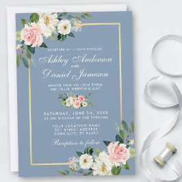 Wasserfarbe Rosa Weiße Blütenblütenblüte Hochzeit Einladung