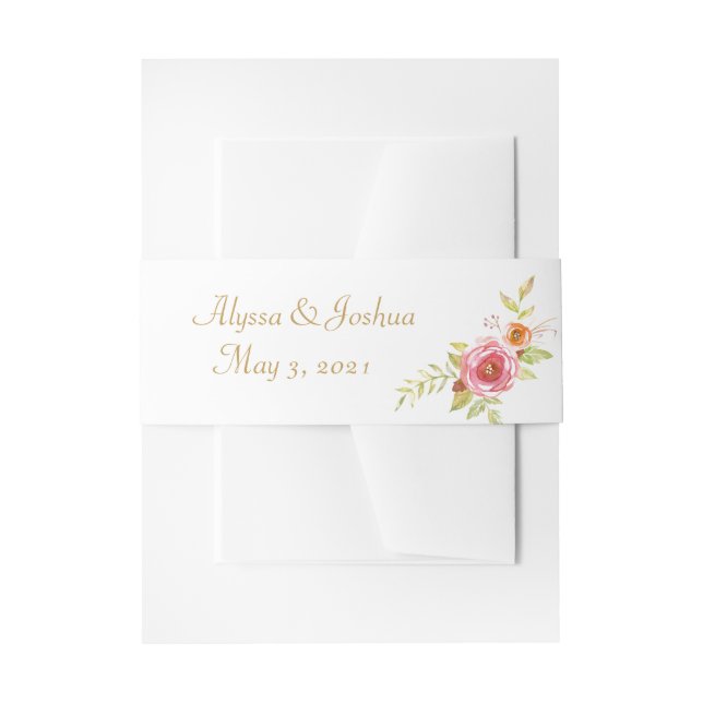 Wasserfarbe Rose Bouquet Einladungsbanderole (Vorderseite Beispiel)
