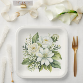 Wasserfarbe Rose Bouquet Pappteller