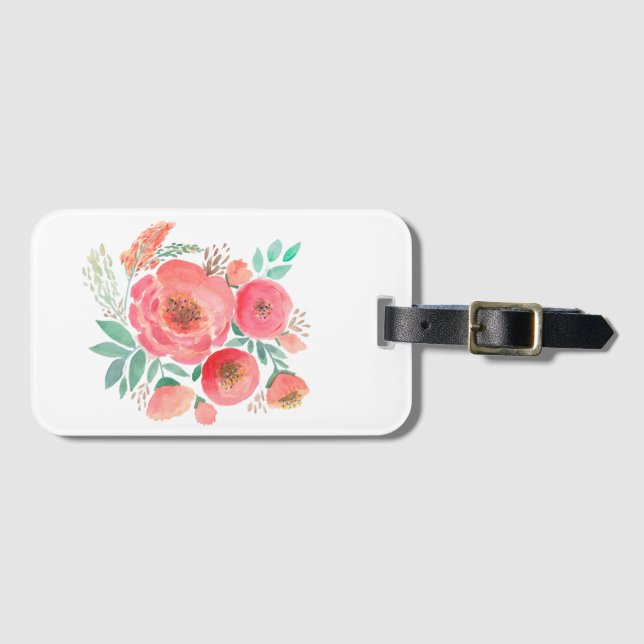 Wasserfarbe, Rose. Gepäckanhänger (Vorderseite (Horizontal))