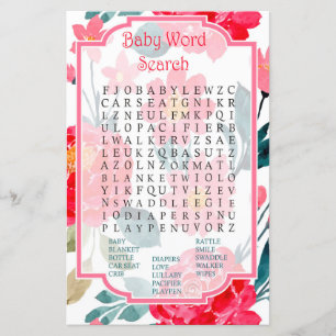 Wasserfarbe Rose Kinderdusche Word Suchspiel