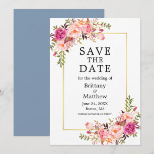 Wasserfarbe Rosen Dusty Blau Save the Date