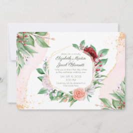Wasserfarbe Rosen & Grüne Virtual Wedding Einladung