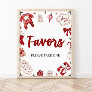 Wasserfarbe Roter Winter Niedliche Weihnachtsfavor Poster