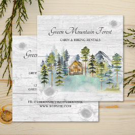 Wasserfarbe Rustikale Foggy Forest Mountain Kabine Quadratische Visitenkarte