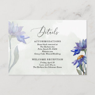 Wasserfarbe Rustikale grüne Lila Daisies Hochzeit Begleitkarte