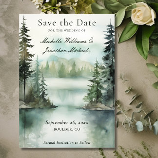 Wasserfarbe Rustikale Hochzeit im Bergsee Save The Date