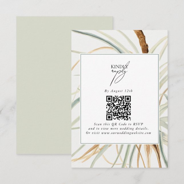 Wasserfarbe Rustikale, neutrale Boho Botanische Ho Begleitkarte (Vorne/Hinten)