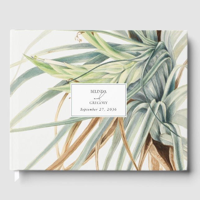 Wasserfarbe Rustikale, neutrale Boho Botanische Ho Gästebuch (Vorderseite)