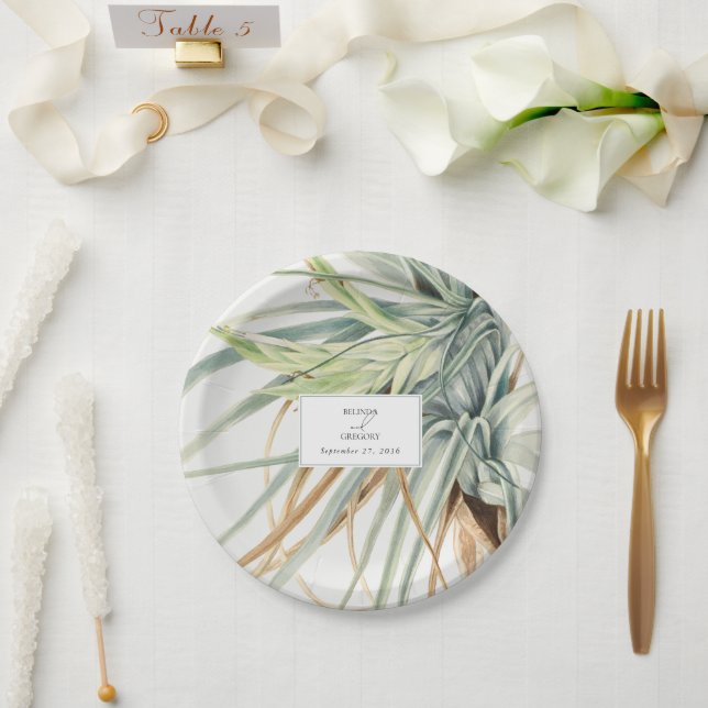 Wasserfarbe Rustikale, neutrale Boho Botanische Ho Pappteller (Hochzeit)
