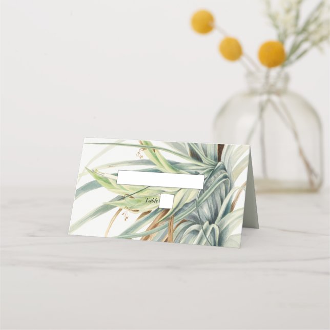 Wasserfarbe Rustikale, neutrale Boho Botanische Ho Platzkarte (Vorderseite)