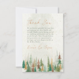 Wasserfarbe Rustikale Pinienwälder Dankeskarte