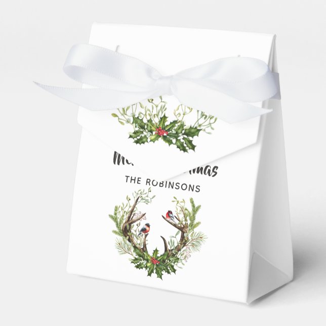 Wasserfarbe Rustikale Rentierweihnacht Geschenkschachtel (Vorderseite)