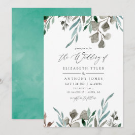 Wasserfarbe Rustikale Vegetation Winterhochzeit Einladung