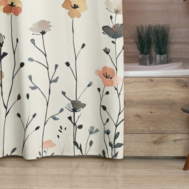 Wasserfarbe Rustikale Wildblumen Blumenmotiv Duschvorhang (Von Creator hochgeladen)