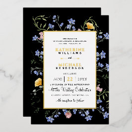 Wasserfarbe Rustikale Wildblumen Wiese Hochzeit Folieneinladung