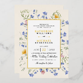 Wasserfarbe Rustikale Wildblumen Wiese Hochzeit Folieneinladung