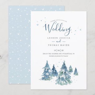 Wasserfarbe Rustikale Winterbaumhochzeit Einladung