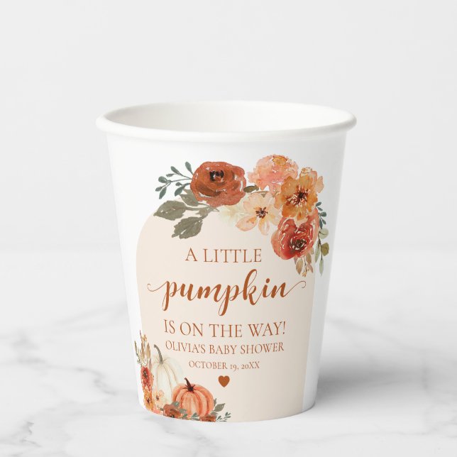 Wasserfarbe Rustikaler Fall Kleine Pumpkin Baby Du Pappbecher (Vorderseite)