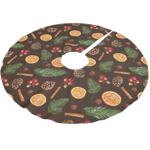 Wasserfarbe Rustikales botanisches Muster Weihnach Polyester Weihnachtsbaumdecke