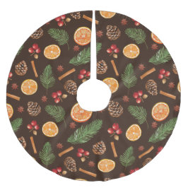 Wasserfarbe Rustikales botanisches Muster Weihnach Polyester Weihnachtsbaumdecke