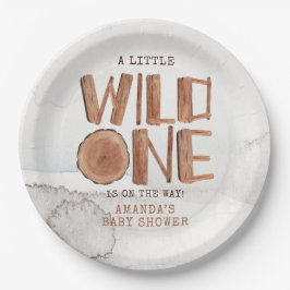Wasserfarbe Rustikales Holz Wild One Baby Dusche Pappteller