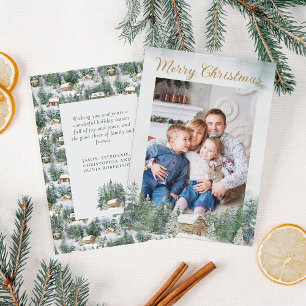 Wasserfarbe Rustikales Waldland Weihnachtskabine F Feiertagskarte