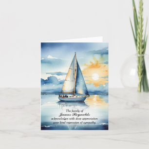 Wasserfarbe Sailboat Beileid Danke Karte