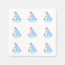 Wasserfarbe Sailboat Napkins