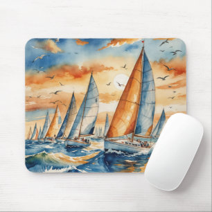Wasserfarbe Sailboat Regatta Mousepad