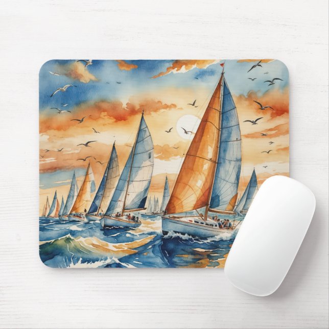Wasserfarbe Sailboat Regatta Mousepad (Mit Mouse)