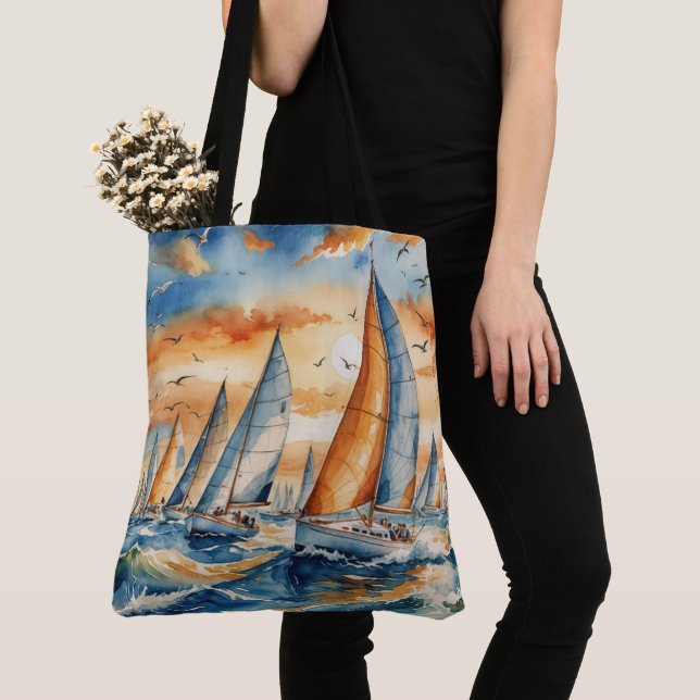 Wasserfarbe Sailboat Regatta Tasche (Von Nahem)