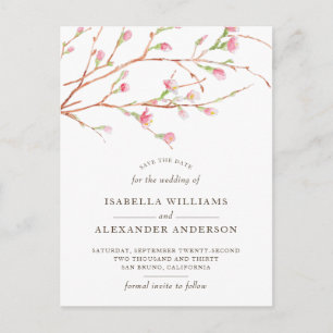 Wasserfarbe Sakura   Cherry Blossom Save the Date Ankündigungspostkarte