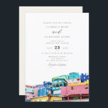 Wasserfarbe San Juan Puerto Rico Gebäude Hochzeit Einladung<br><div class="desc">Diese Einladung beinhaltet ein Aquarellbild der San Juan Puerto Rico Skyline. Editieren Sie einfach *most*,  um Ihren Eventbedürfnissen gerecht zu werden. Ändern Sie die Hintergrundfarbe und fügen Sie Ihr eigenes Foto zur Rückseite hinzu,  wenn Sie möchten.</div>