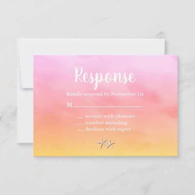 Wasserfarbe Sandy Zehen UAWG Sonnenuntergang RSVP Karte (Vorderseite)