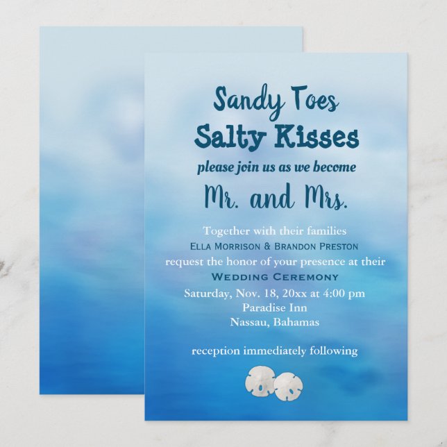 Wasserfarbe Sandzehen Hochzeit Einladen Sand Dolla Einladung (Vorne/Hinten)