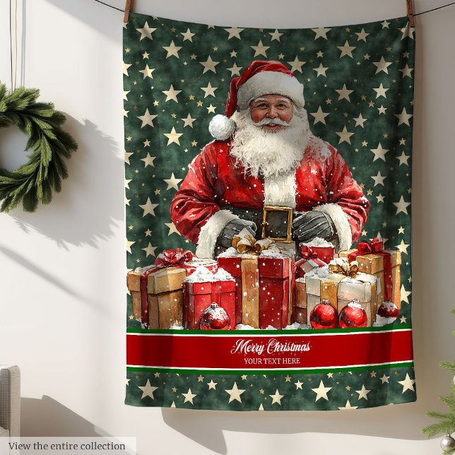 Wasserfarbe Santa Blanka für Weihnachtsgeschenk Fleecedecke (Watercolor Santa Blanket for Christmas Gift)