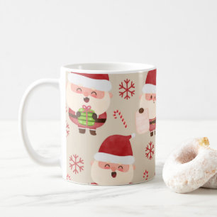 Wasserfarbe Santa Snowflake Candy Candy Cane Weihn Kaffeetasse